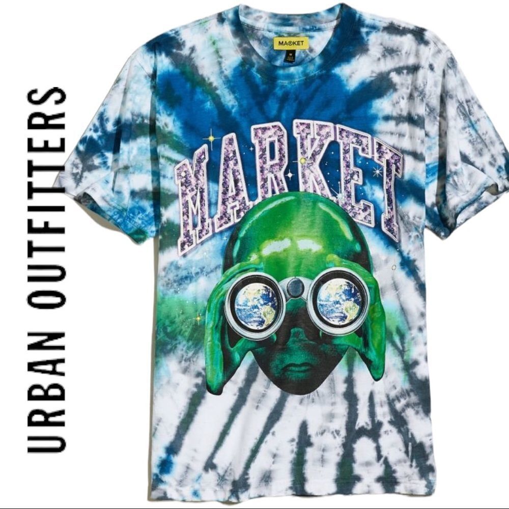NEW Market Urban Outfitters UO Exclusive Alien Tie-Dye Tee Shirt T-Shirt L XL